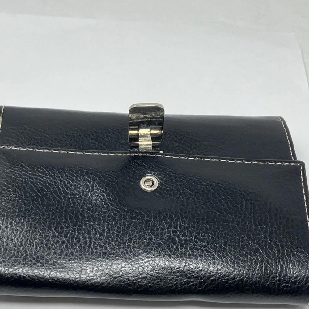 Liz Claiborne Wallet Womens Black Leather Tri-Fold Credit Cards ID slots Pocket